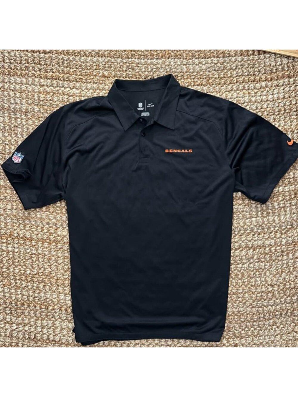 Nike On Field NFL Mens Cincinnati Bengals Dri-Fit Black Golf Polo Shirt 2XL - XX